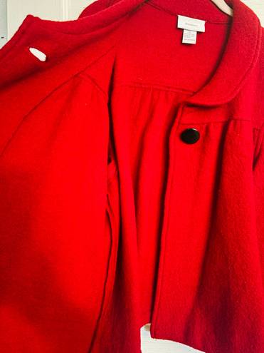 Dress Barn  Women’s XL Red Boiled Wool Short Swing Jacket • Single Button Closure