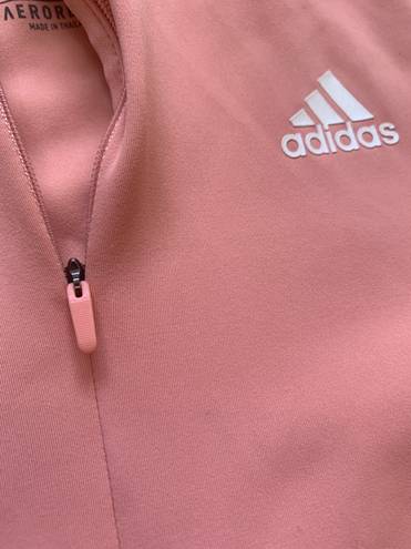 Adidas Training 1/4 zip long sleeve top with three stripe in pink