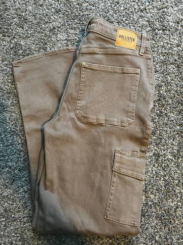 Ultra High Waist Dad Cargo Jeans Tan Size 28