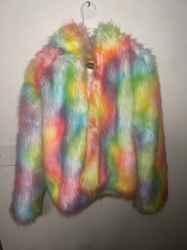 Rainbow Fur Coat Multiple Size XXL