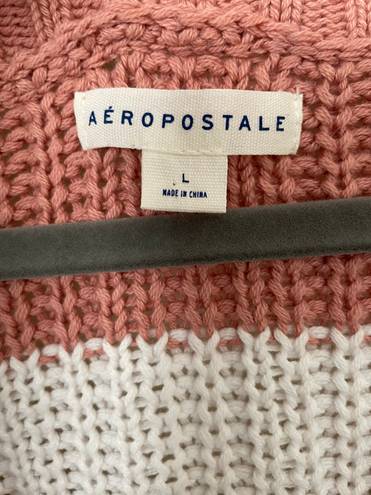 Aeropostale Block Striped V Neck Cropped Sweater