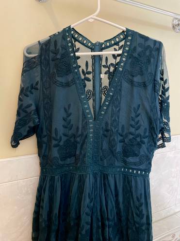 Green Maxi Short Sleeve Lace Dress Size L