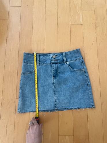 Princess Polly fanci low waist light wash denim mini skirt