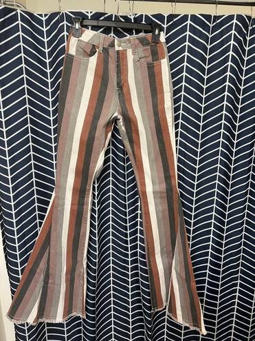 Striped Bell Bottom Pants Multi Size M