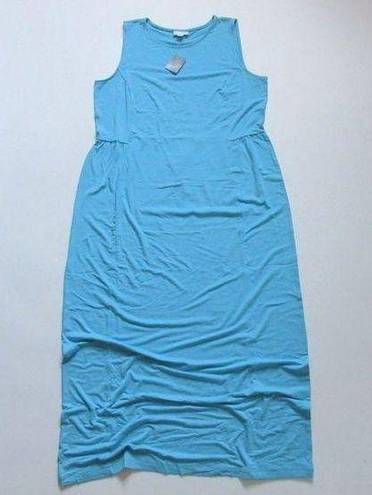 J.Jill NWT  Island Blue Shirred Waist Sleeveless Jersey Knit Maxi Dress M Tall