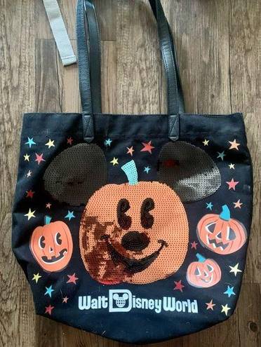 Disney Walt  World Parks Mickey Mouse Jack-o-Lantern Halloween Tote Bag Purse