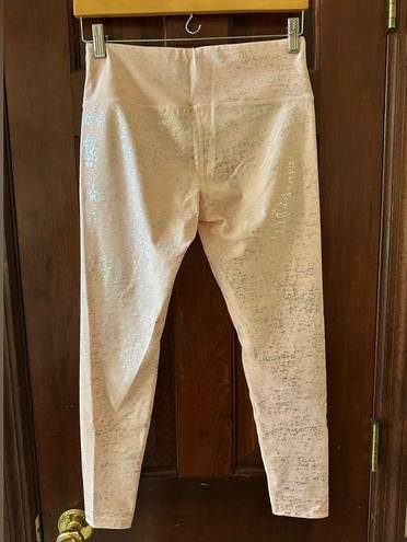 Kimberly  Silver Shimmery Light Pink Bra and Leggings Yoga Set Size Medium