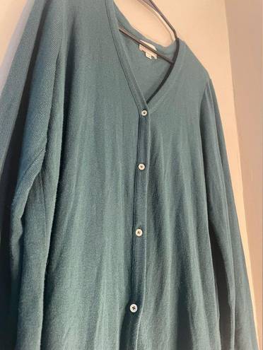 Loft  green button down cardigan with front tie size large super comfy