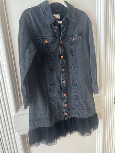 Pilcro  Tulle & Black Denim Shirt Dress