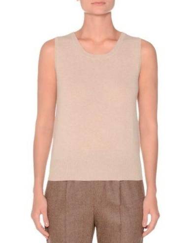 St. John Basics Knit Top Sleeveless Square Neck Sweater Cream white Size L