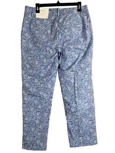 The Loft  Womens Pants Sz 8 The Riviera Slim Blue Floral Crop Cropped Ankle Mid Rise