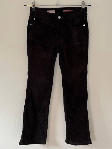 Pilcro The Yaya Mid Rise Corduroy Stretch Cropped Flare Jeans Dark Mink Brown