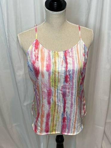 Neiman Marcus 42 VINTAGE  Watercolor Striped Silky Spaghetti strap Tank Small