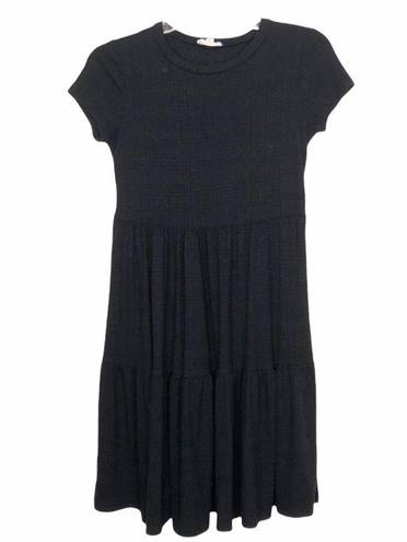 See You Monday  Flowy Tiered Little Black Dress S