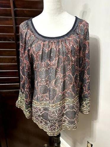 Tracy Reese Plenty  Womens Tunic Top Multicolor Floral Long Sleeve Petites P