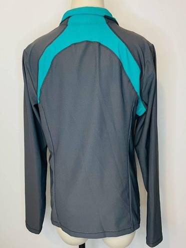 Xersion  Performance Jacket LARGE Gray Blue Full Zip Athletic Running Fitness Gym