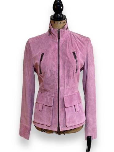 Ideology  Berlin Pink Suede Leather Moto Jacket Women's Size XS