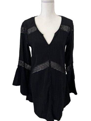 l*space L* Bloomfield Swim Cover Up Tunic Cotton Dress Black Size Large Beach Pool