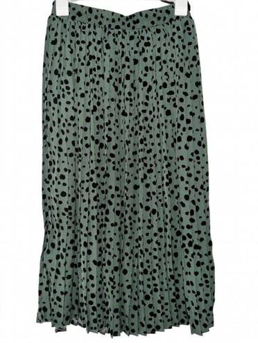 easel  GREEN & BLACK SPOTTED PLEATED FLOWING MAXI SKIRT SMALL