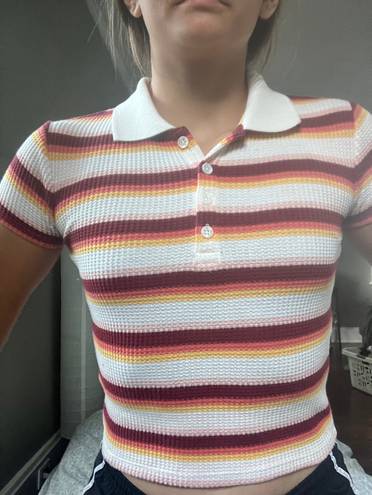 Polo Short Sleeve Striped  Button Up