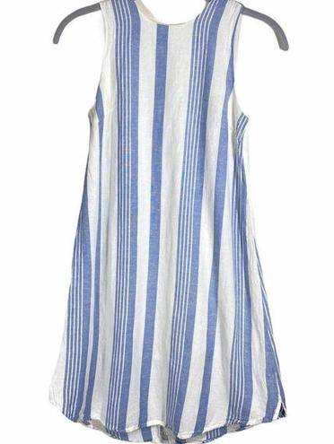 Harper Striped Mini Dress Sleeveless Linen Rayon Blend Blue White Womens Sz XXS