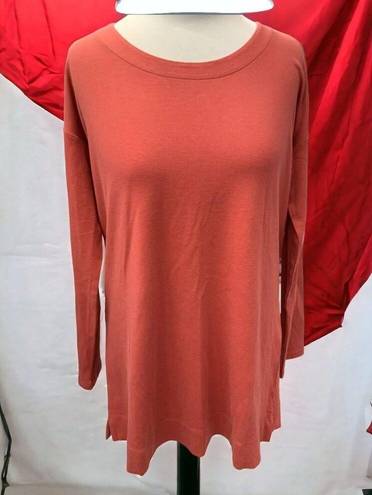 J.Jill  red rock rust ladies cotton quarter sleeve oversized solid tee NEW Small