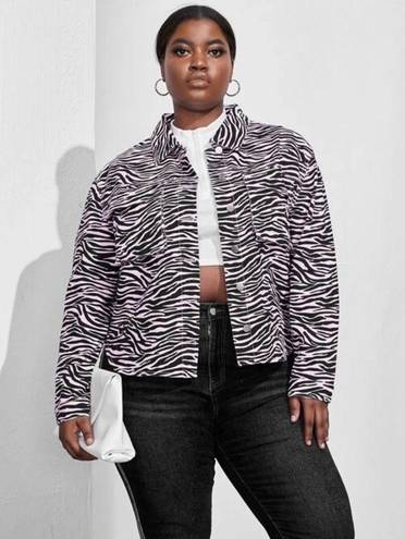 Zebra Print Denim Jacket Multiple Size 2X