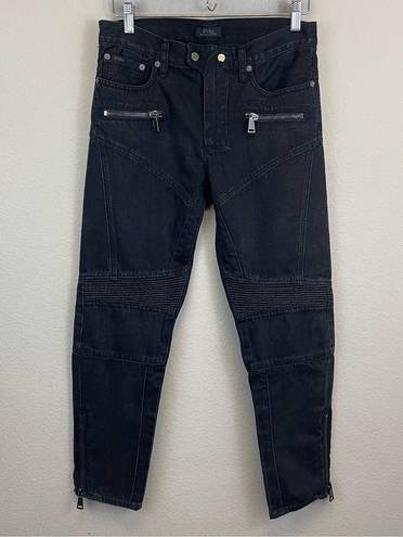 Polo  Ralph Lauren Zipper Moto Ankle Jeans Charcoal Black Size 27