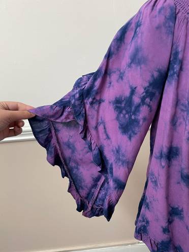 True Craft NWT  Purple and Navy Tie Dye Blouse