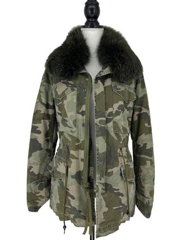 ma*rs MR &  ITALY Camouflage Print Coat with Fox Fur Collar