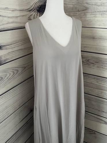 James Perse Grey Twist Back V Neck Midi Length Dress