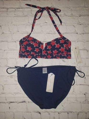 Parker NWT Peyton &  Women's Size Small 2 Piece Bikini Swimsuit Set Stars Navy