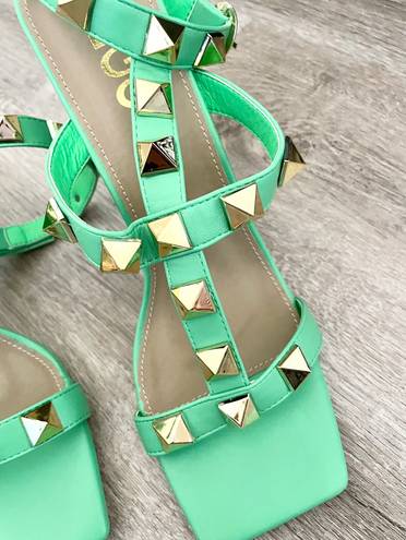 EGO New  green stud strappy heels size 9