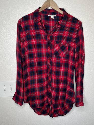 BeachLunchLounge red plaid flannel t-shirt dress size XS