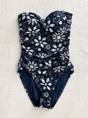 Bleu Rod Beattie  NWT Blue White Tropical Floral Sweetheart One Piece Swim Suit 6