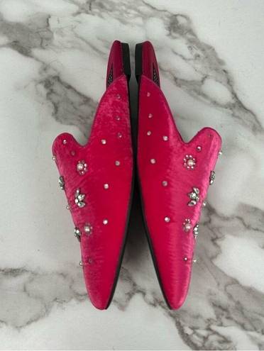 White House | Black Market  Pink Velvet Crystal Embellished Pointed Regency Mules 7