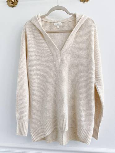 Lou & grey Cream Ribbed Tunic Sweater Hoodie