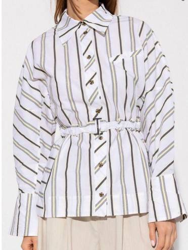 Ganni  NWT White Stripe Button Down Blouse