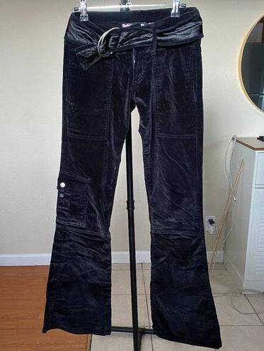 Bubblegum Vintage Y2K  black velour flared pocket jeans low rise sz 24