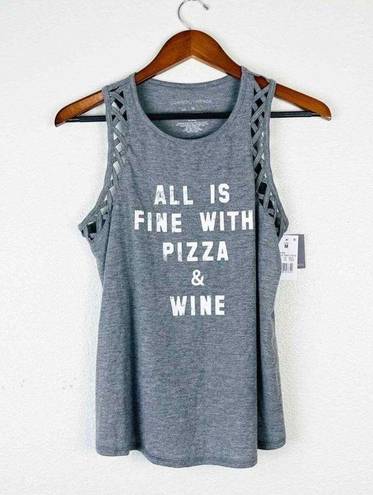 Grayson Threads All Is‎ Fine With Pizza and Wine Gray Graphic Tank Medium