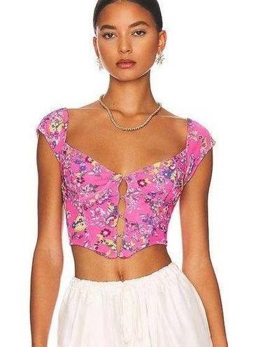 Revolve AFRM Myla Corset Crop Top in Pink Paisley