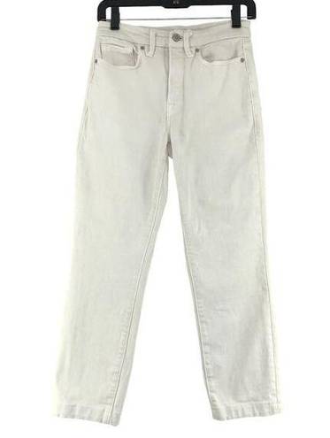 Good American  Womens Size 0/25 Jeans Cream Straight Leg Denim Pants TINY FLAW