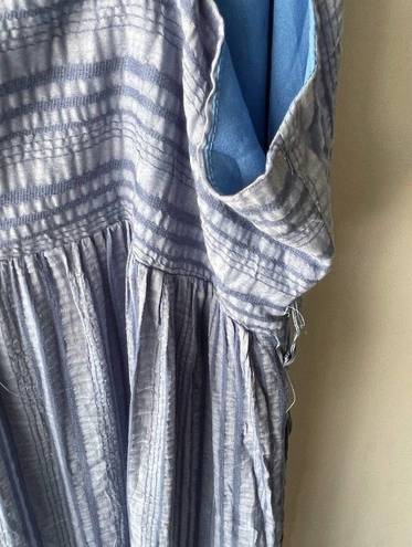 Davi & Dani  Dress Womens 3XL Blue Striped Maxi Summer Boho Button Down Coastal