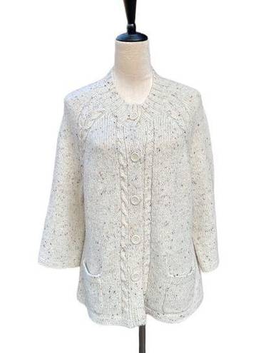 Studio Works  Cream Cable Knit Cozy Cardigan Wool Blend Cardigan