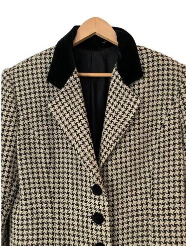 Houndstooth Vintage 90’s Oversized  Blazer With Velvet Collar