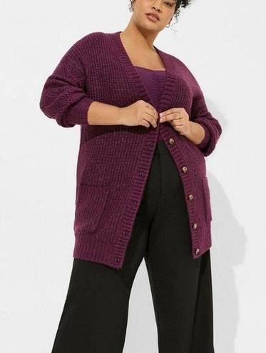 Torrid  Boyfriend Cardigan Pointelle Sleeve Sweater Oversized Sz 2X