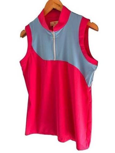 Polo Sport Haley Athletic Golf  Shirt Size Large Pink/Blue