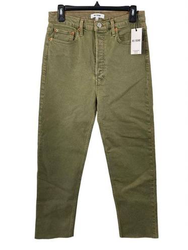 RE/DONE NWT  70s Ultra High Rise Stove Pipe Jeans Washed Sage Green Size 29