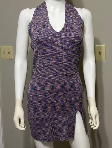 l*space NWT  BABE PURPLE HALTER SWEATER KNIT BODYCON DRESS