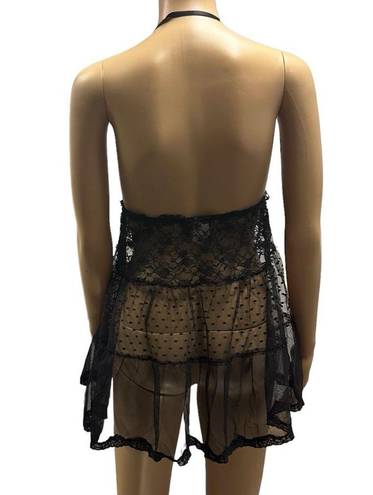 Frederick's of Hollywood  Black Lace Mesh Chemise Sheer Lingerie Women’s XS